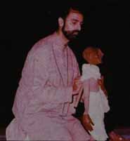 Dadi Pudumjee with the puppet of Mahatma Gandhi